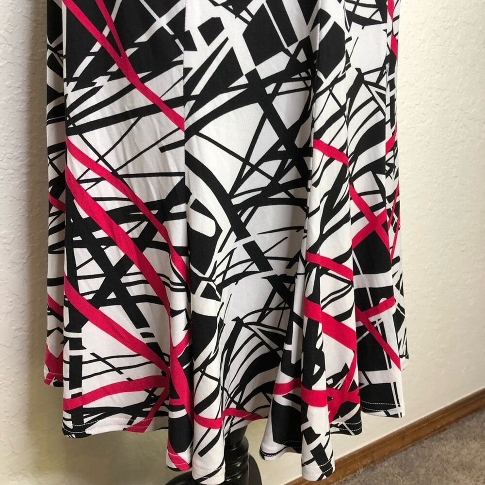Joseph Ribkoff white black pink splatter stripe graphic midi dress size 10 - Picture 3 of 15